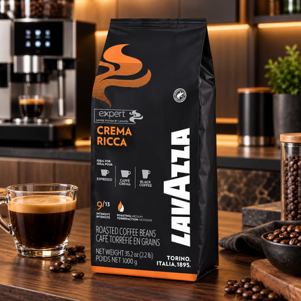 Lavazza Crema Ricca 60/40 1 kg Kaffeebohnen mit kräftigem Geschmack und cremigem Körper