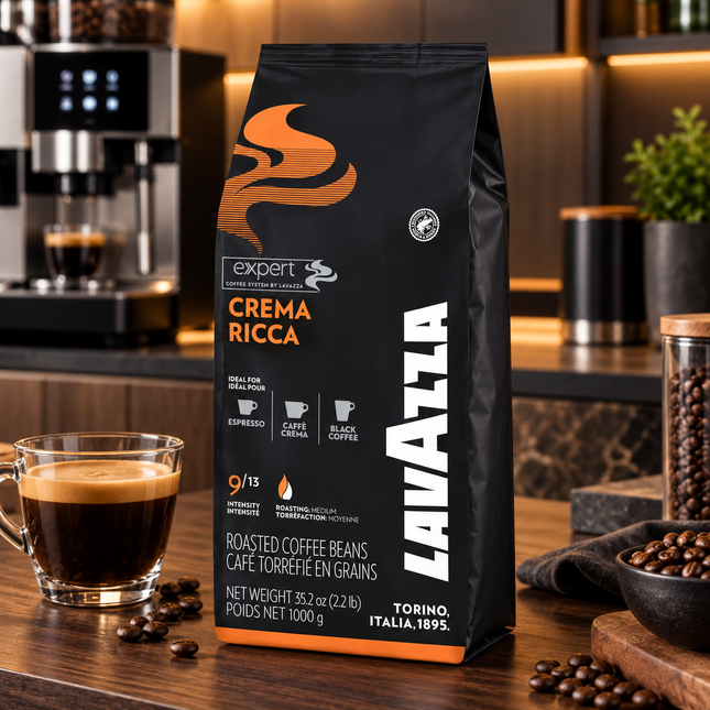 Lavazza Crema Ricca 60/40 1 kg Kaffeebohnen mit kräftigem Geschmack und cremigem Körper