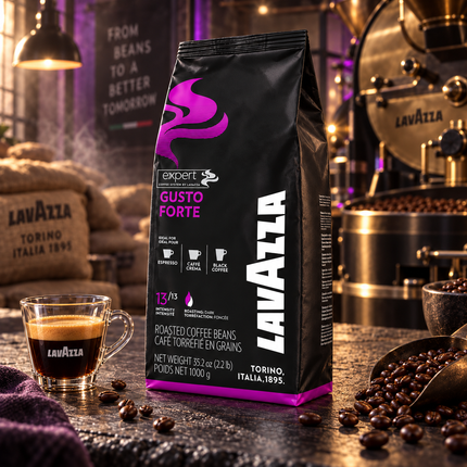 Packung Lavazza Gusto Forte 100% Robusta Kaffeebohnen in der 1-kg-Ausführung