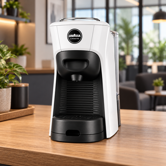 Lavazza A Modo Mio Tiny White Kaffeemaschine im platzsparenden weissen Design