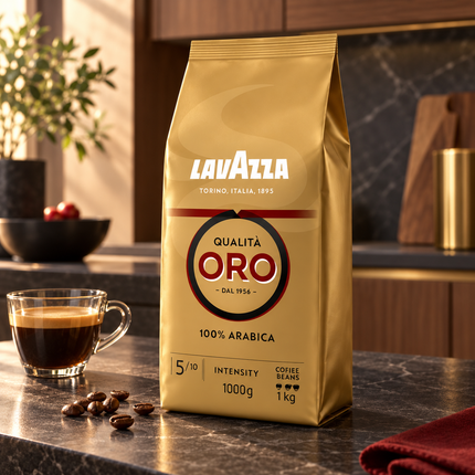 Lavazza Qualità Oro 1 kg Arabica-Bohnen für aromatischen Espresso mit feiner, goldbrauner Crema