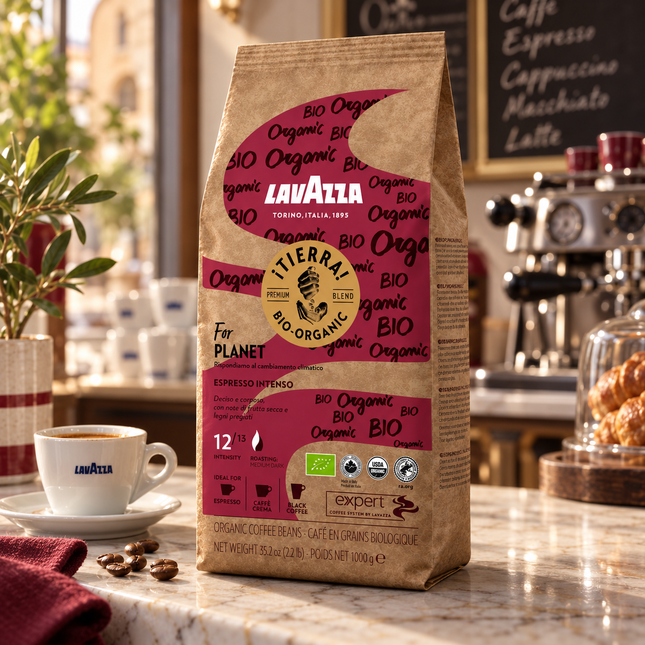 Lavazza ¡Tierra! Bio Intenso 50/50 1 kg Kaffeebohnen mit kräftigem und vollmundigem Geschmack