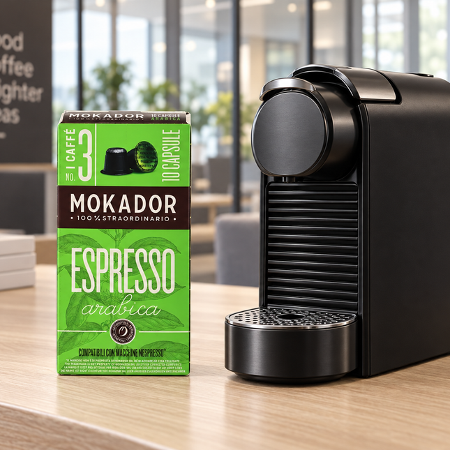 Mokador Espresso 100 % Arabica Kaffeekapseln in der originalen 100er-Packung aus Italien