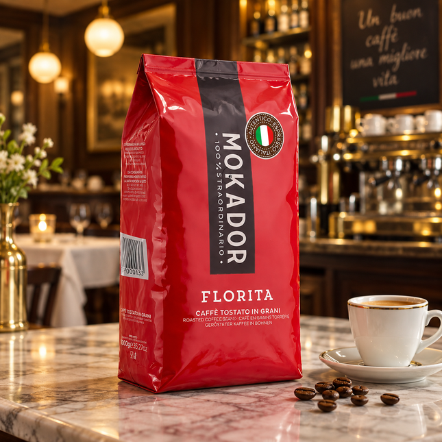 Mokador Florita 80/20 1 kg Kaffeebohnen mit feinem Aroma, vollem Körper und samtiger Crema