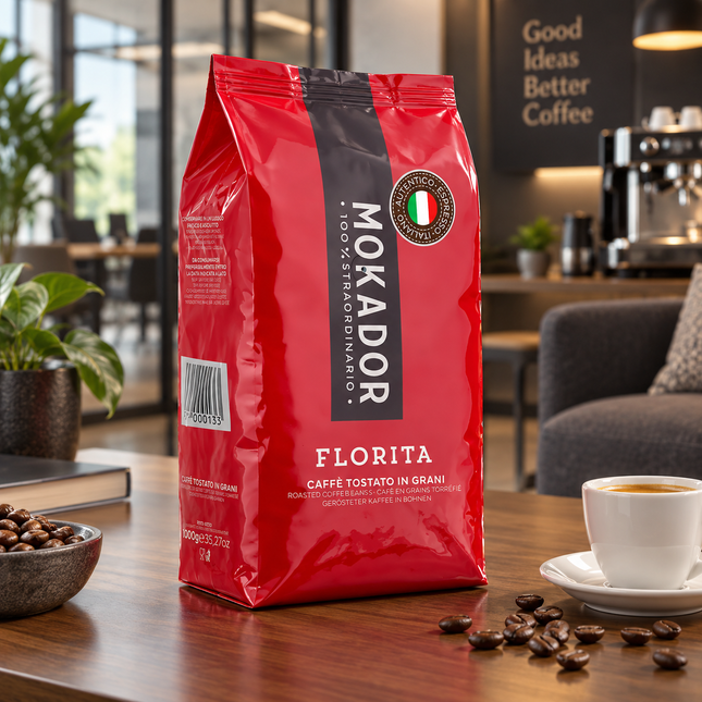 Mokador Florita 80/20 Kaffeebohnen in der originalen 1-kg-Verpackung