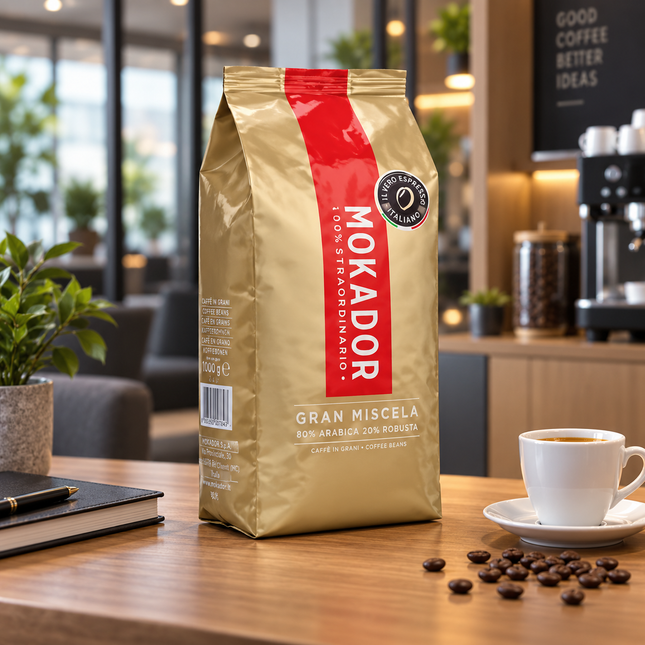 Mokador Gran Miscela 80/20 1 kg Kaffeebohnen mit intensivem Aroma und dichter Crema