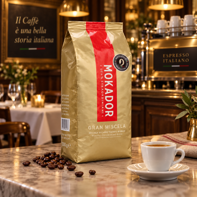 Mokador Gran Miscela 80/20 Kaffeebohnen in der originalen 1-kg-Verpackung